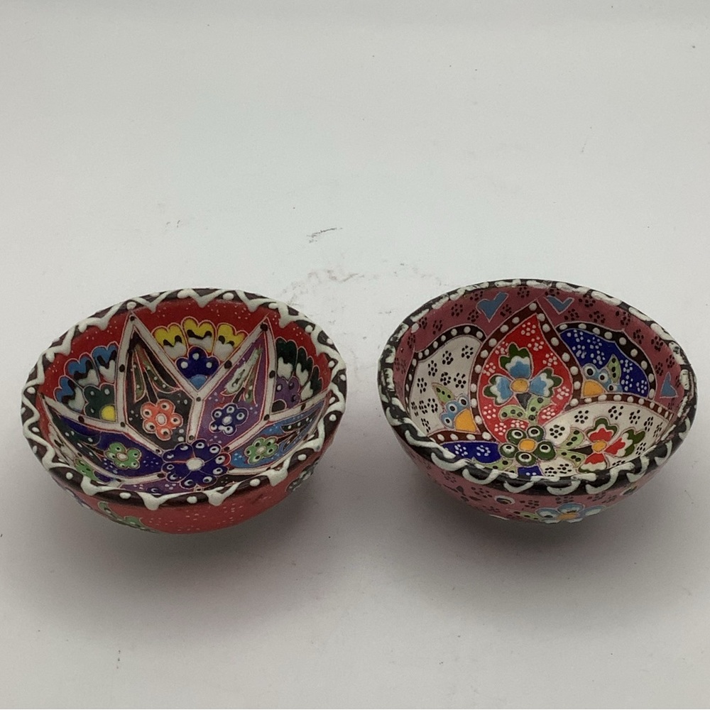Two Colorful Turkish Ceramic Mini Bowls